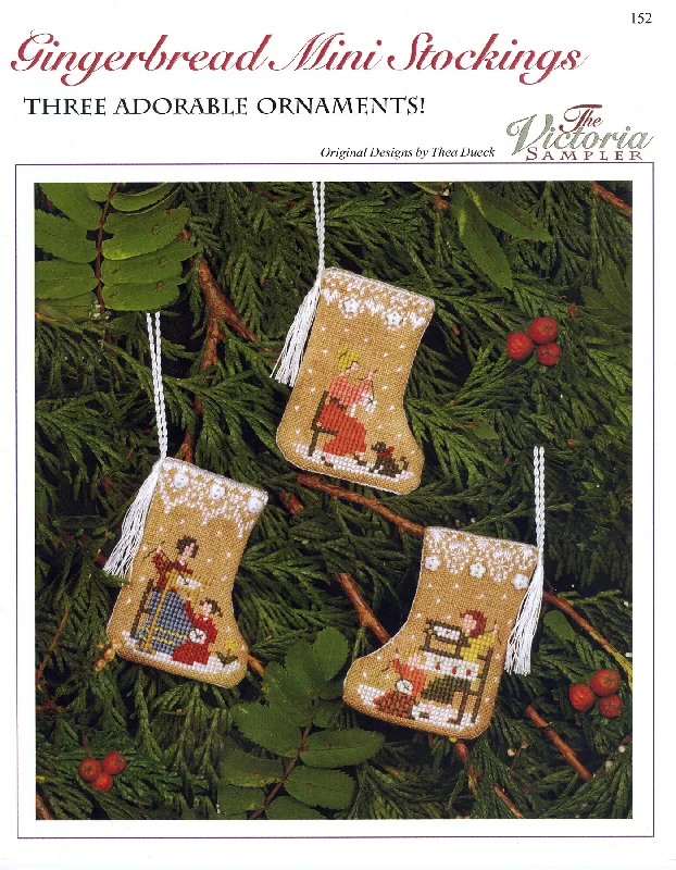 Gingerbread Mini-Stockings - Ornaments - Christmas Embroidery and Cross Stitch Pattern - PDF Download Gingerbread Mini-Stockings - Ornaments - Christmas Embroidery and Cross Stitch Pattern - PDF Download