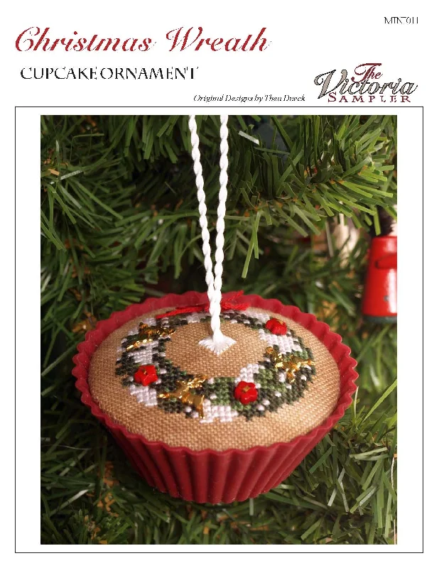 Gingerbread Wreath Cupcake Ornament - Mini Series - Christmas Cross Stitch Pattern - PDF Download Gingerbread Wreath Cupcake Ornament - Mini Series - Christmas Cross Stitch Pattern - PDF Download