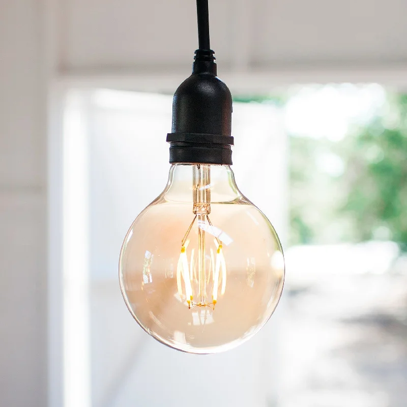 Large Globe E27 1W LED Amber Filament Bulb